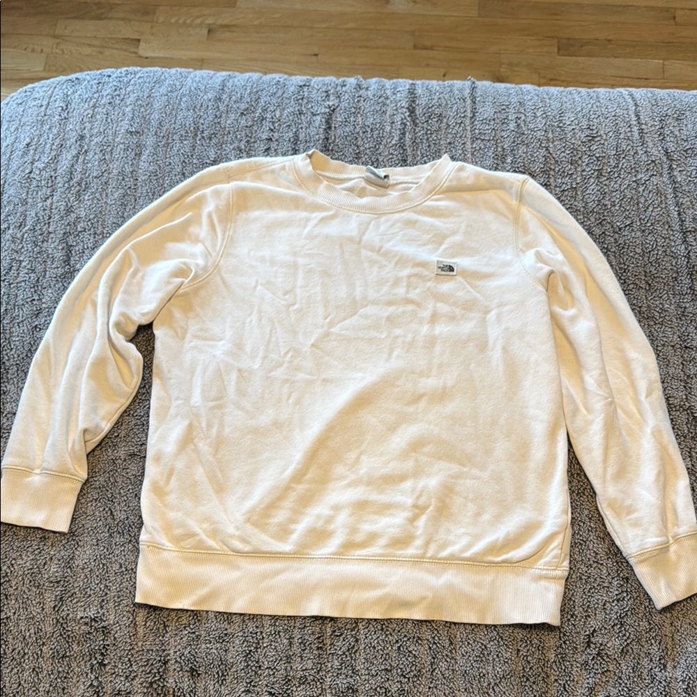The North Face Cream Crew Neck Sweater Soft Knit Relaxed Fit